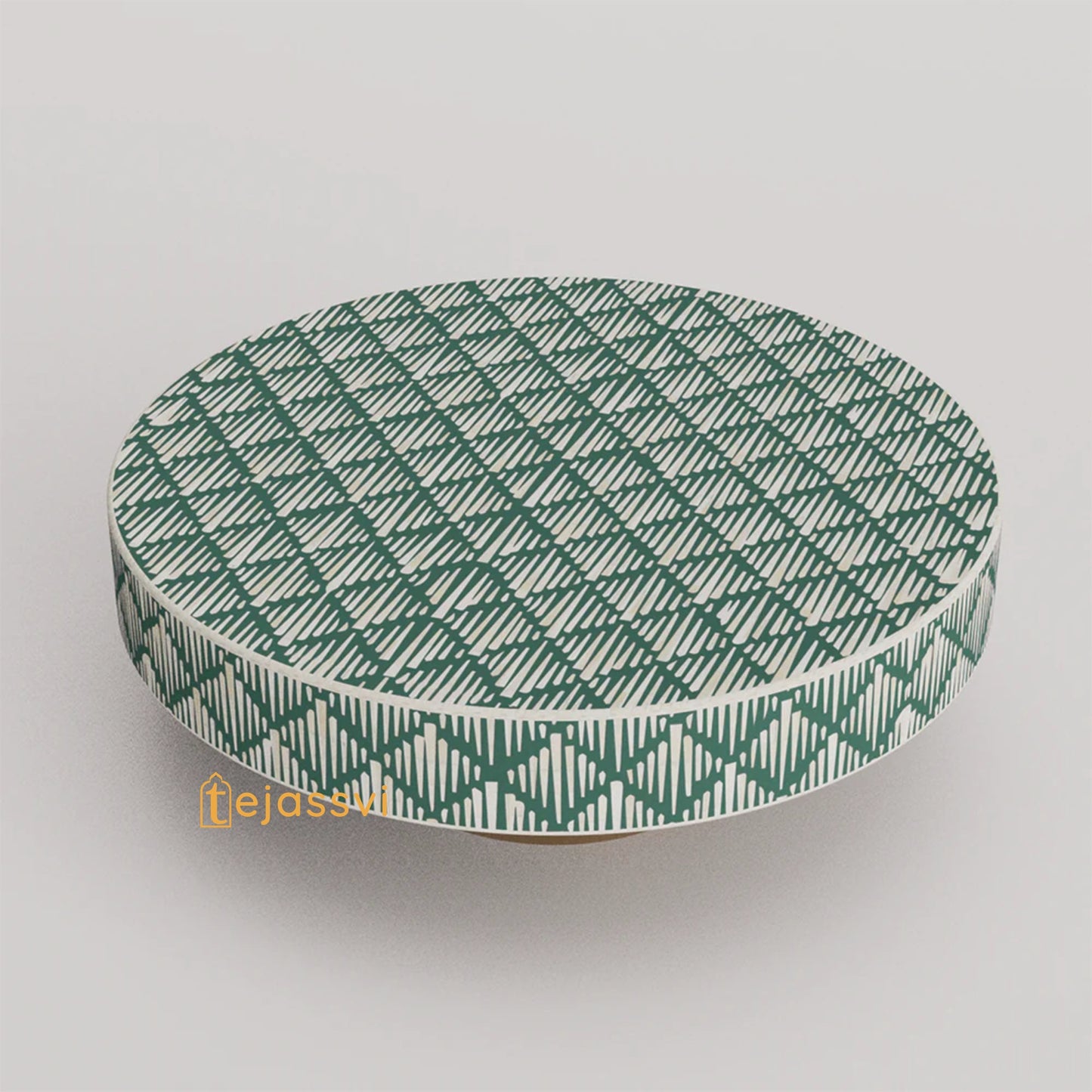 Wooden Stripe pattern Coffee Table/Handmade Inlay Coffee Table/Center Table/Bone Inlay Round Coffee Table/Wooden Cocktail Table/Coffee table