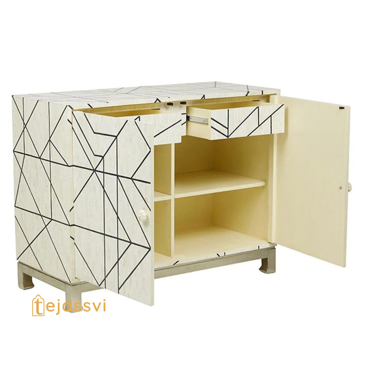 Indian Luxury Buffet Table wooden Handmade Bone Inlay Sideboard With Two Door | Media Console TV Unit/Storage Cabinet |/cabinet/MOP console