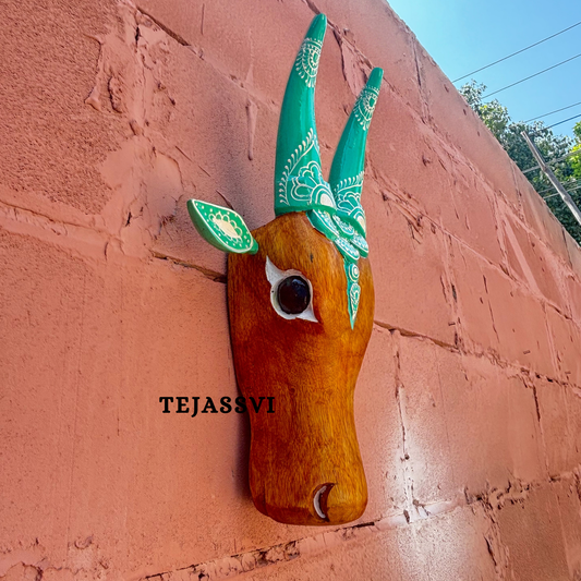 16 Wooden Cow Head | Bull | Nandi Head Mask Wall Décor. Wooden Wall Hanging. Ethnic Indian Art Best Minimalist Gift Idea for Christmas/Diwali