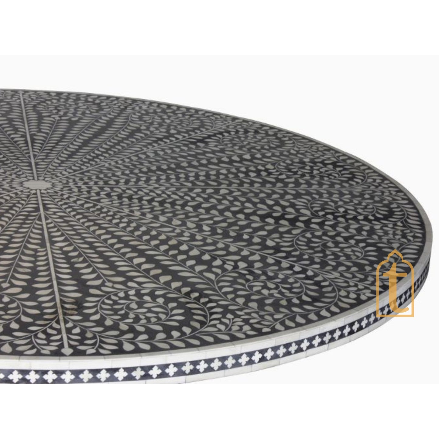 Handmade Bone Inlay Dining Table | Center Table | Conversion Table | Modern Floral Pattern Restaurant Hotel Bone Inlay Table.