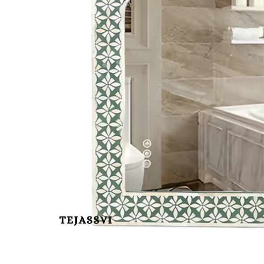 Bone Inlay floral design blue Color Wall Hanging Large Mirror / wooden bone inlay wall mirror / Wall Décor / Wall Hanging.