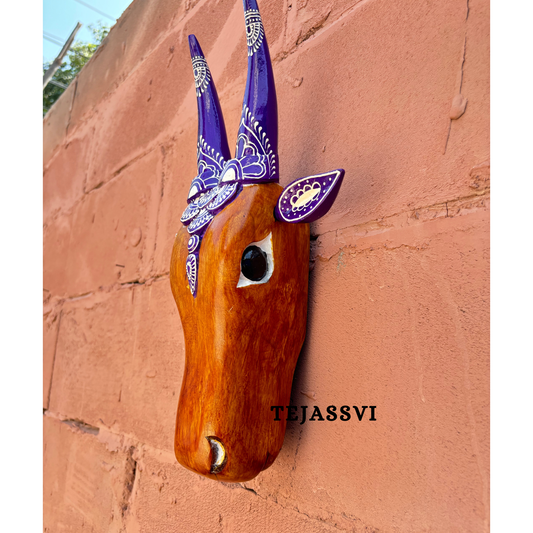 16 Wooden Cow Head | Bull | Nandi Head Mask Wall Décor. Wooden Wall Hanging. Ethnic Indian Art Best Minimalist Gift Idea for Christmas/Diwali