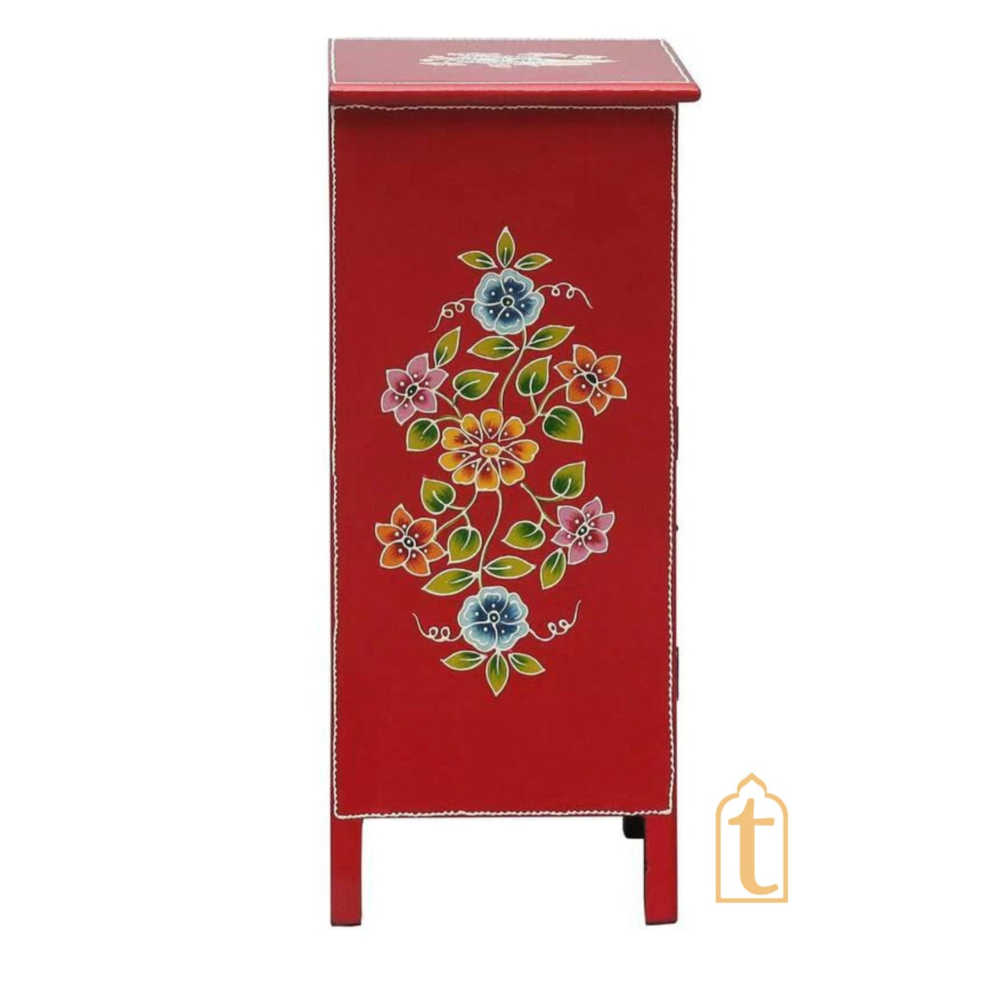Indian Hand painted Wooden Chest Drawers | Side Table /Chest of Drawers for Living Room | Traditional Side hand-painted Table with Drawers