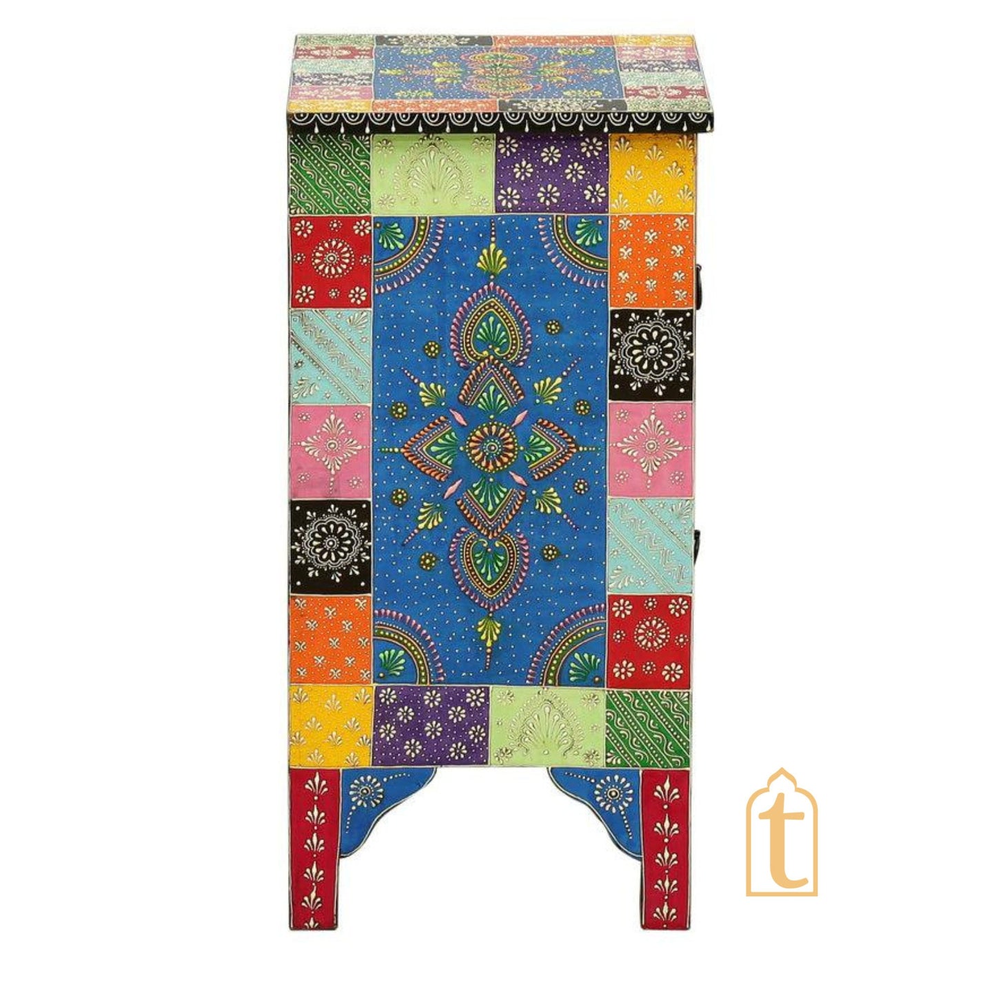 Indian Hand painted Wooden Chest Drawers, Side Table /Chest of Drawer for Living Room | Traditional Side Table with Drawers.