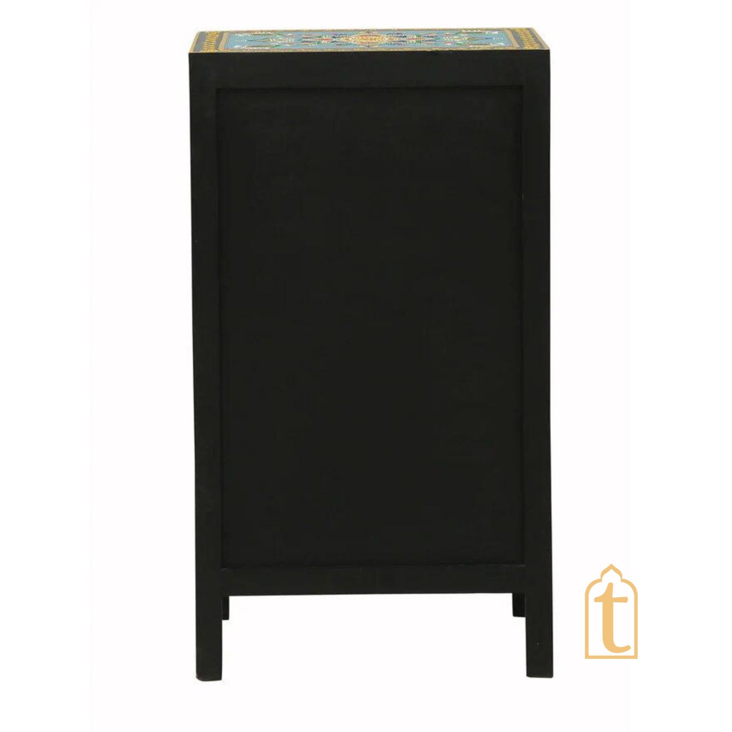 Hand Painted Solid Wood Chest Of Drawer In Multi Colour, 4 Chest Of Drawer/Bed Side, Hand Painted Side Table.