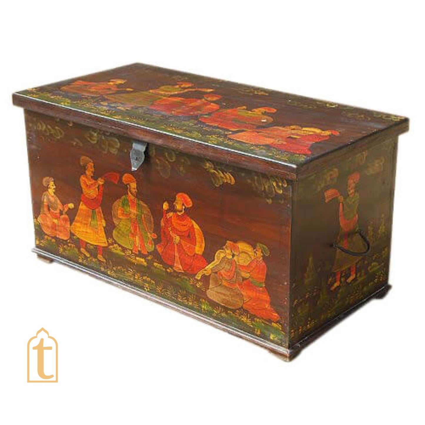 Wooden Storage Trunk Heritage Hand Paint Box Coffee Table