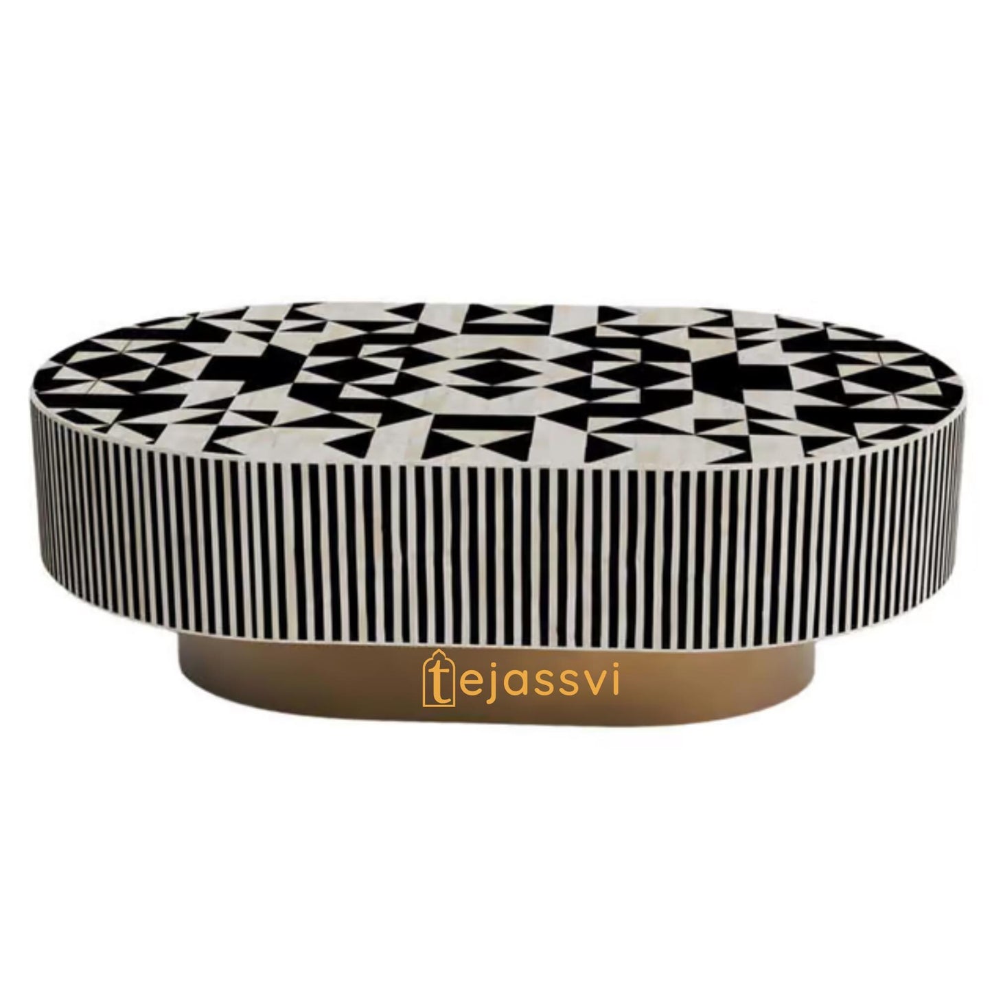 OvalShape Wooden Coffee Table/Mother of Pearl/Bone Inlay Centre Table/MOP Inlay Furniture Cocktail Table/Modern Luxury Furniture/CoffeeTable