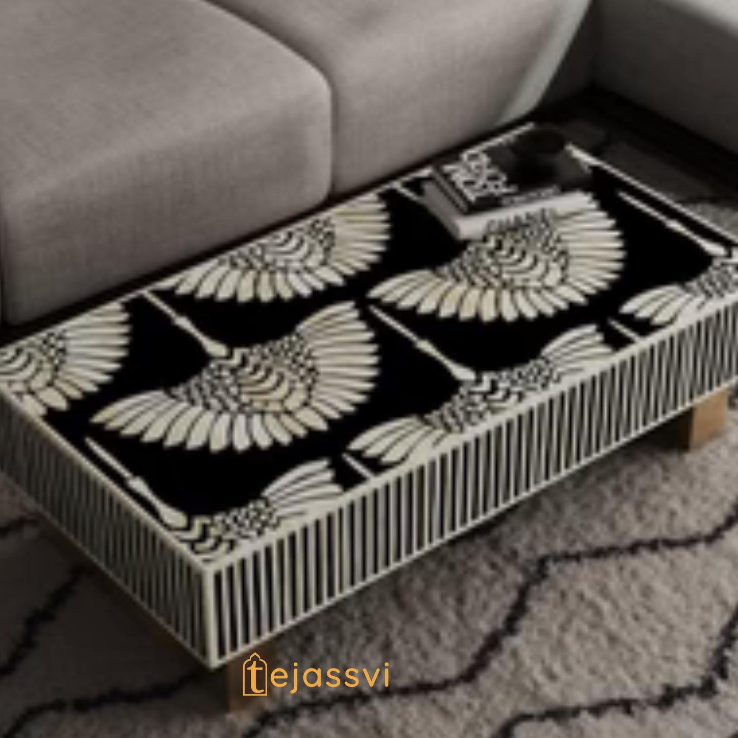 Bone Inlay Coffee Table/Centre Coffee Table/Bone Inlay Wooden Furniture/Bone Inlay Cocktail Table, Home Decor Furniture/Wooden Centre Table.