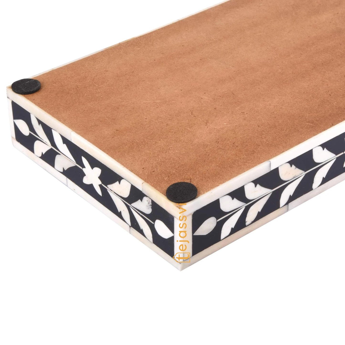 Bathroom Tray Parlour Whist Pattern Black & White 10x6 Inch | Bone Inlay Serving Tray, Bone Inlaid Rectangular Tray , Decorative tray