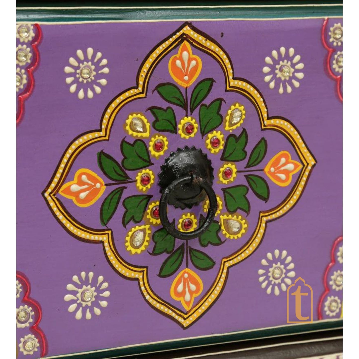 Indian Hand painted Wooden Chest Drawers, Side Table /Chest of Drawers for Living Room |Traditional Side Table with Drawers | Bedside table.