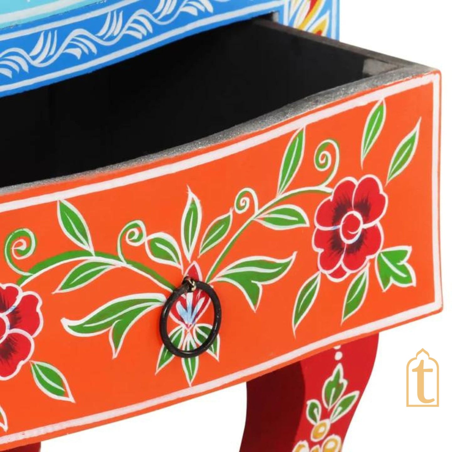 Hand painted Wooden Bedside Table Drawer-Almirah, Bedroom Decorative Night Lamp Stand Table, Beautiful Painted Wooden Cupboard.