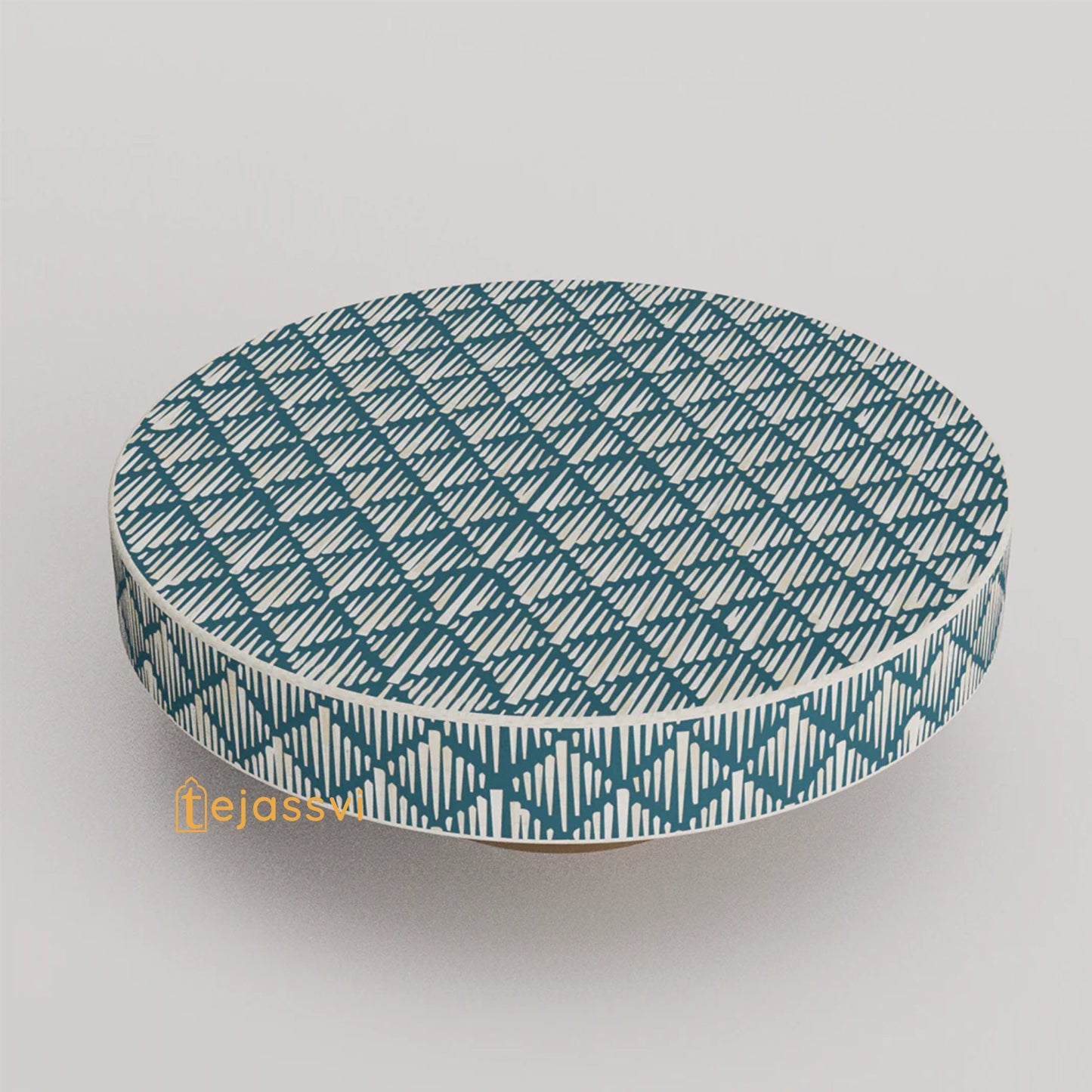 Wooden Stripe pattern Coffee Table/Handmade Inlay Coffee Table/Center Table/Bone Inlay Round Coffee Table/Wooden Cocktail Table/Coffee table