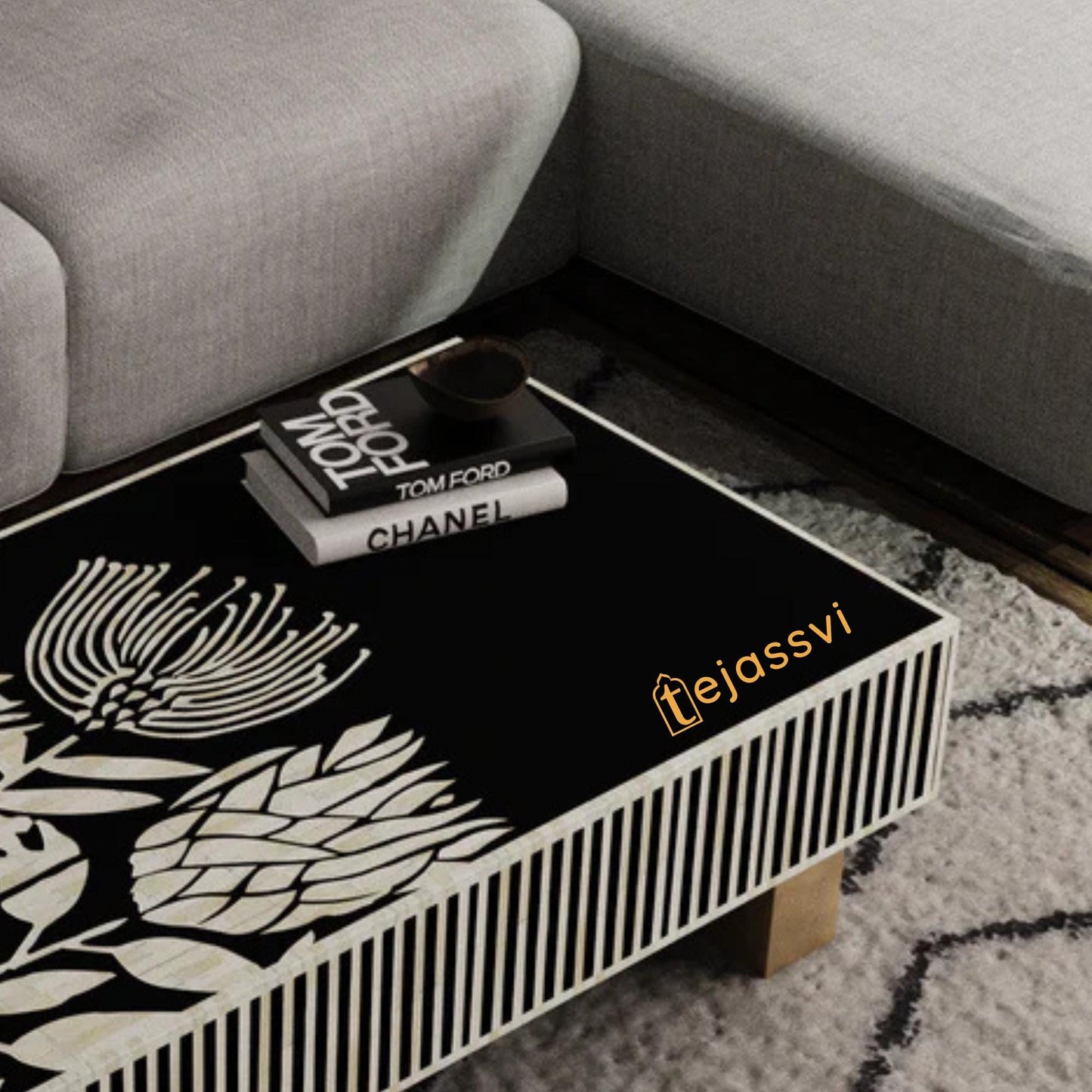 wooden Bone Inlay Rectangular Coffee Table, Centre Coffee Table, Wooden Furniture, Bone Inlay Cocktail Table/Wooden coffee table/Tea Table.