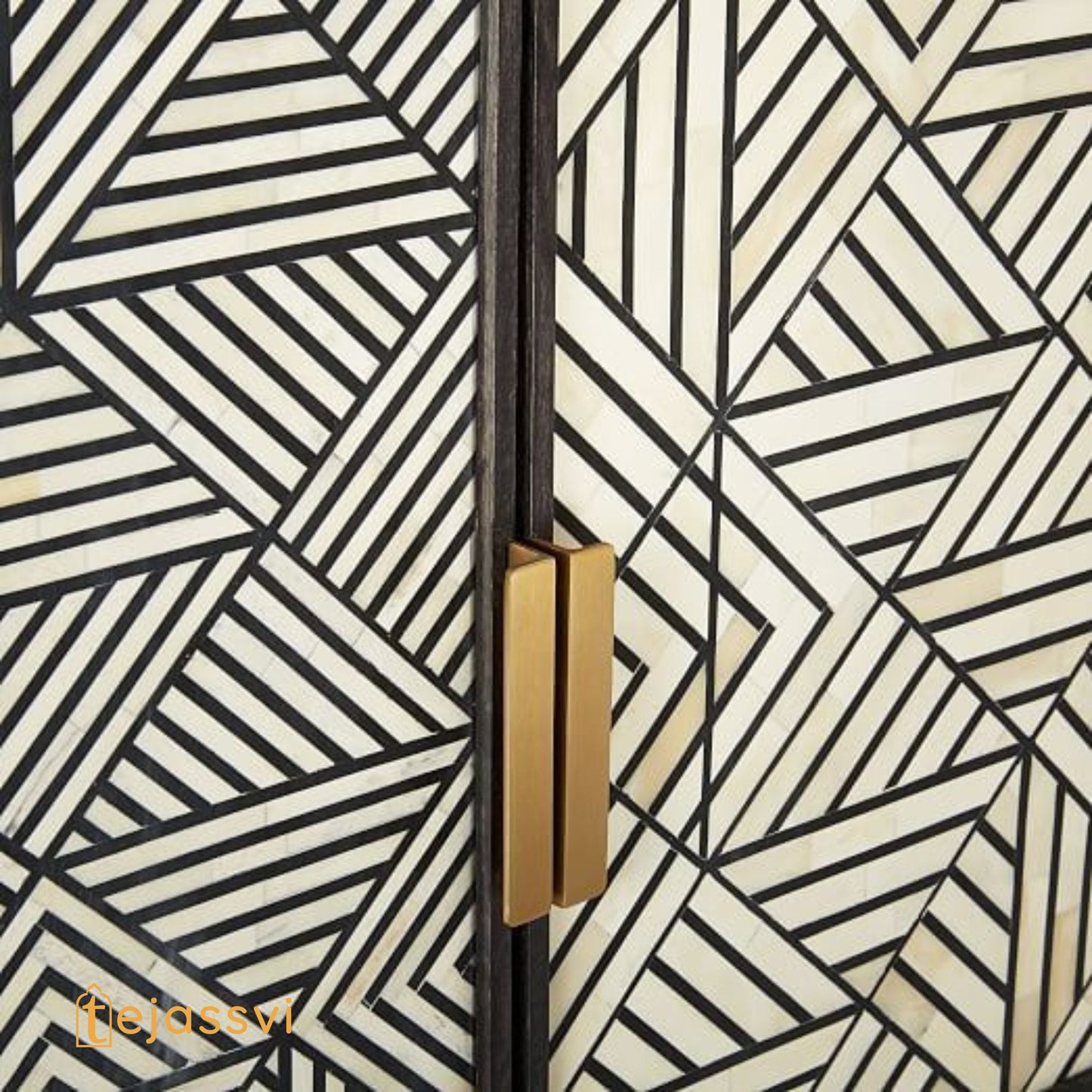 Geometric Bar cabinet/wooden Handmade Bone Inlay chest | Storage Unit and Table/Bone Inlay Storage Console | Modern and Luxury Furniture.