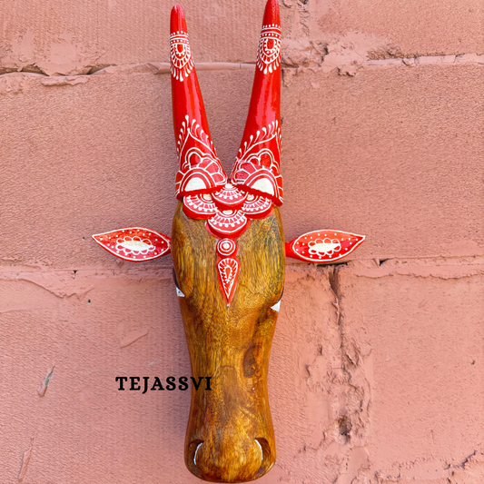 16 Wooden Cow Head | Bull | Nandi Head Mask Wall Décor. Wooden Wall Hanging. Ethnic Indian Art Best Minimalist Gift Idea for Christmas/Diwali