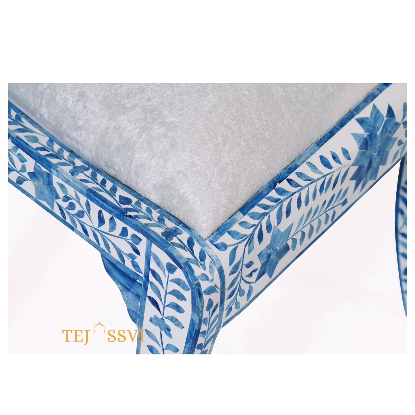 Bone Inlay Floral Chair blue | Bone Inlay chair | Wooden Modern Luxury Furniture/ wooden chair/ wooden stool/ bone table/ home furniture.