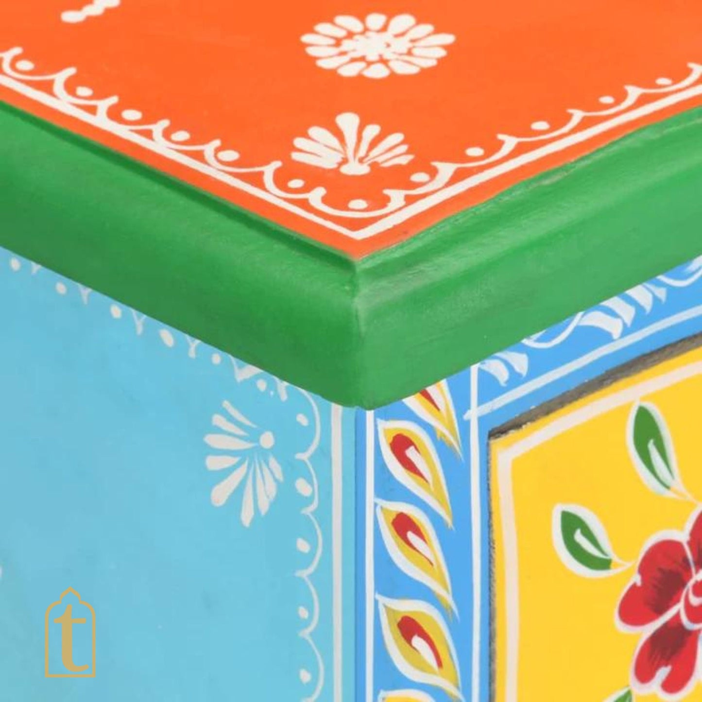Hand painted Wooden Bedside Table Drawer-Almirah, Bedroom Decorative Night Lamp Stand Table, Beautiful Painted Wooden Cupboard.