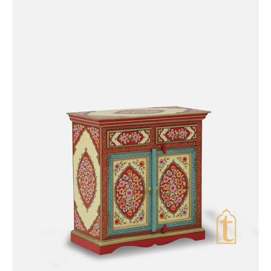 Hand-painted Wooden Chest of Drawers | Side Table | Chest of Drawers for Living Room, Traditional Side Table with Drawers, wooden furniture.