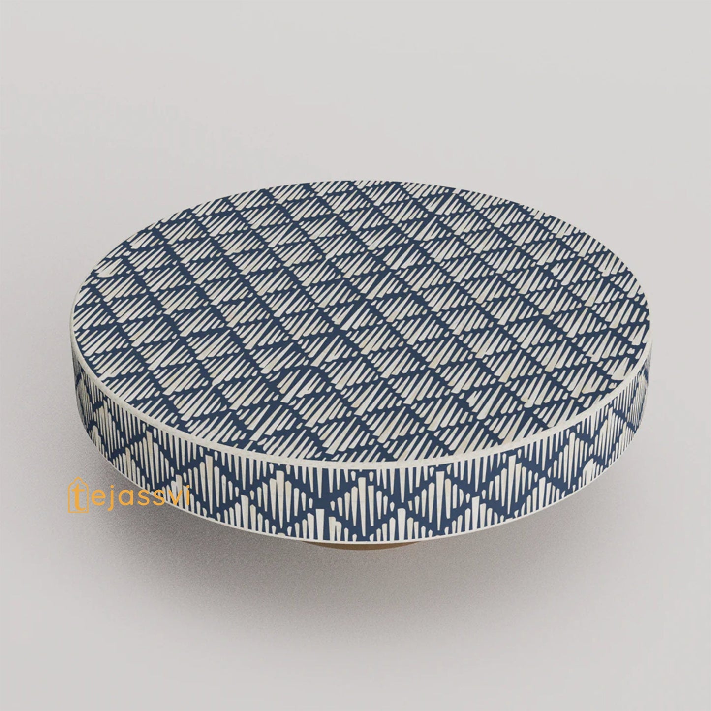 Wooden Stripe pattern Coffee Table/Handmade Inlay Coffee Table/Center Table/Bone Inlay Round Coffee Table/Wooden Cocktail Table/Coffee table