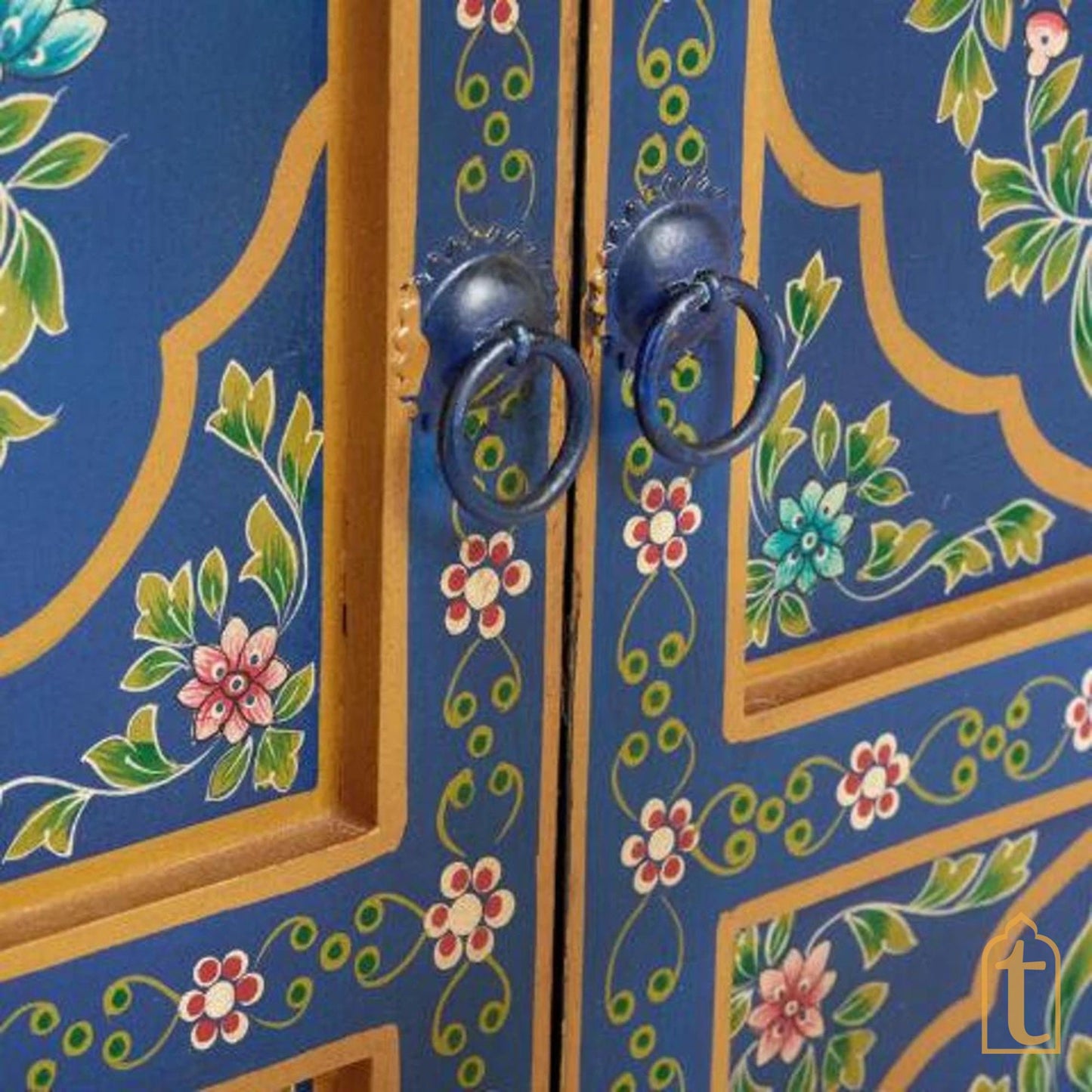 Hand-painted Wooden Blue Color Home Decor Sideboard | Cabinet/Cupboard, Indian Decor Cabinet, Side Table, Handmade, Furniture,Made In India