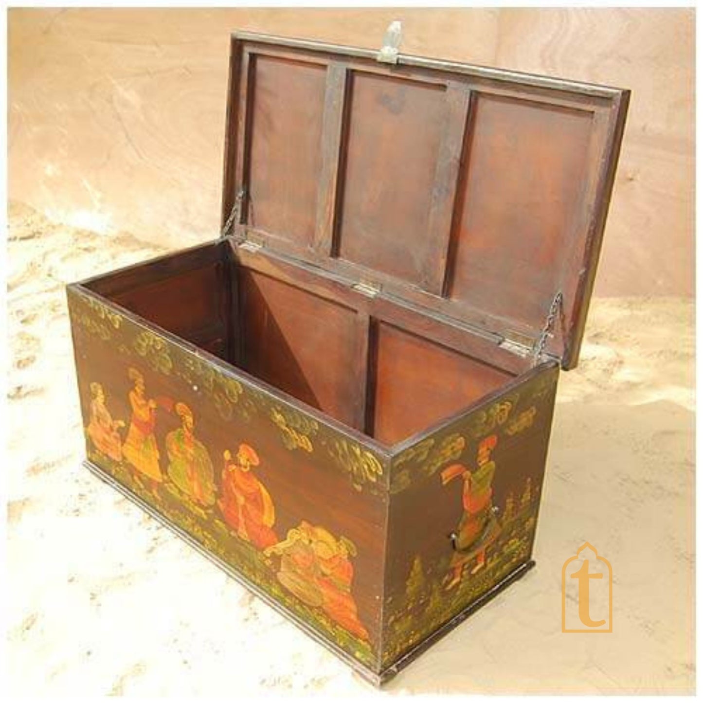 Wooden Storage Trunk Heritage Hand Paint Box Coffee Table