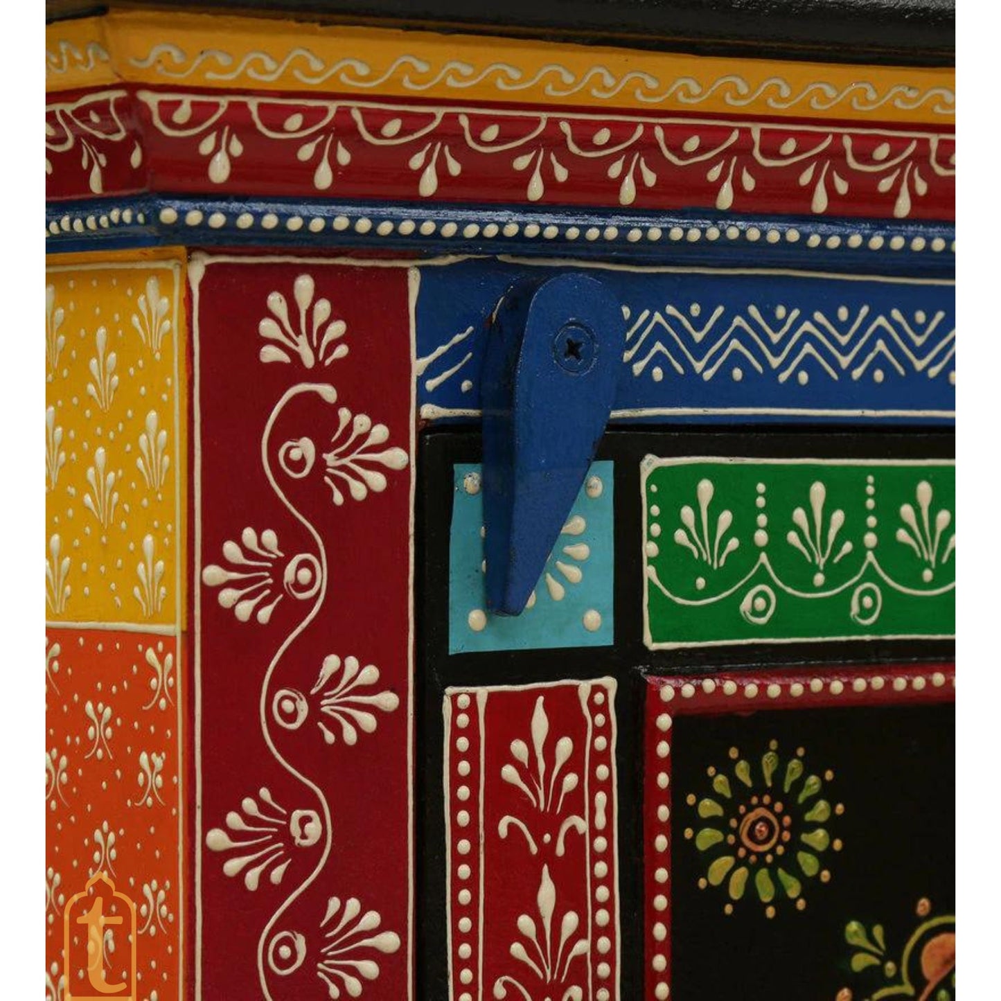 Indian HandPainted Solid Wood Hand-Painted 1 Door Wardrobe/Wooden Handmade Indian Painted Wooden Small Cabinet/Wooden Wardrobe.