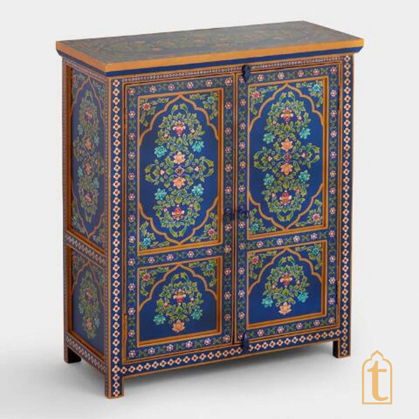 Hand-painted Wooden Blue Color Home Decor Sideboard | Cabinet/Cupboard, Indian Decor Cabinet, Side Table, Handmade, Furniture,Made In India