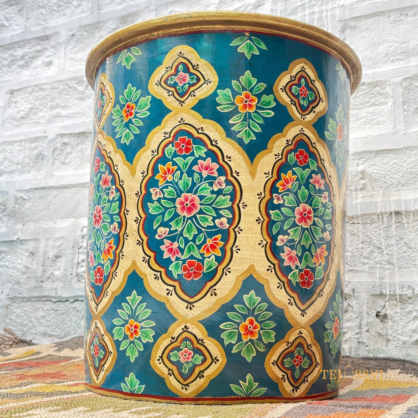 Hand-Painted Blue Wooden Table - Colorful Side Table, Unique Wood Coffee and Tea Table/wooden table | hand painted |living room | side table