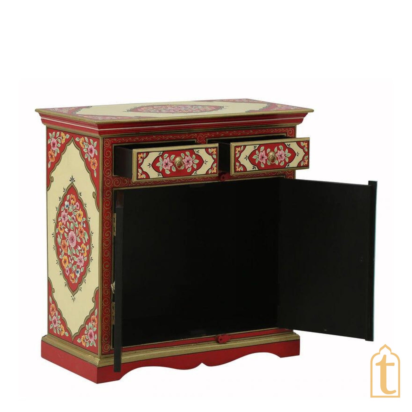 Hand-painted Wooden Chest of Drawers | Side Table | Chest of Drawers for Living Room, Traditional Side Table with Drawers, wooden furniture.