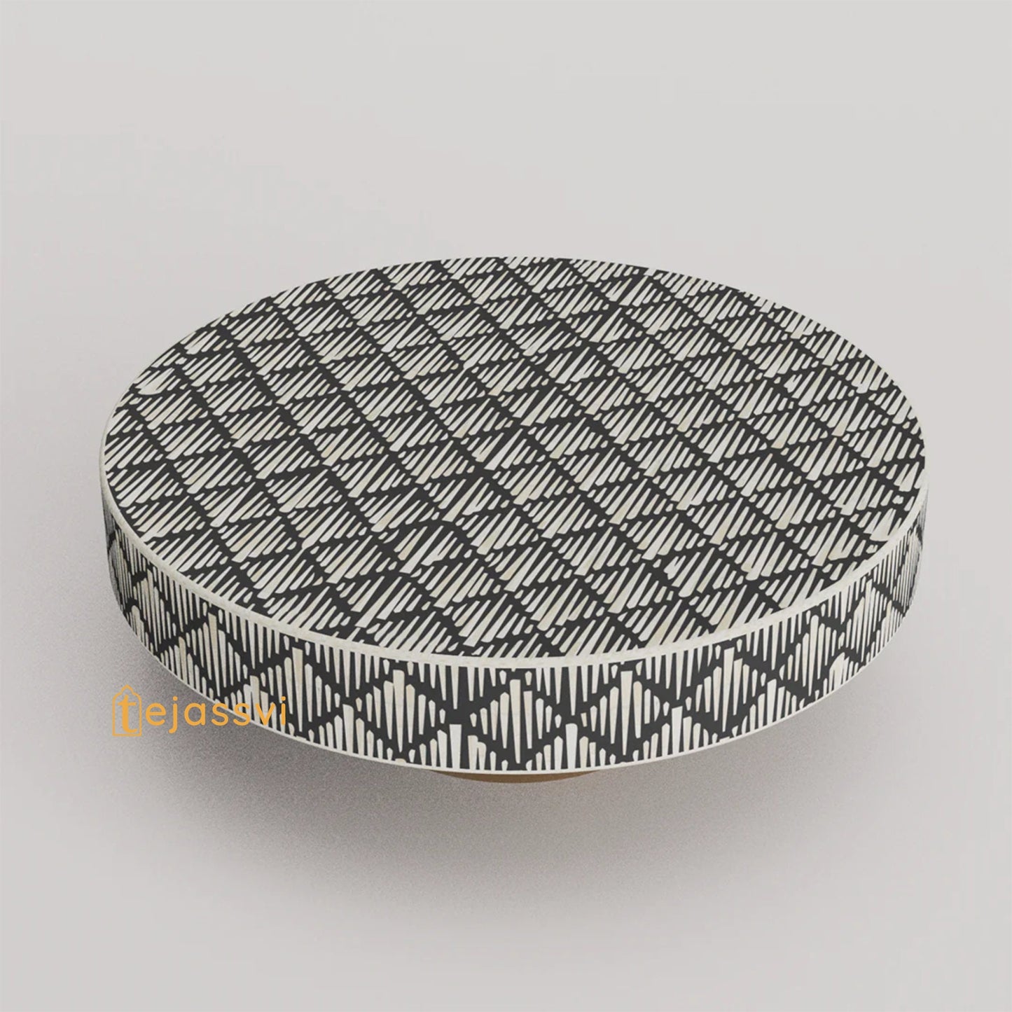 Wooden Stripe pattern Coffee Table/Handmade Inlay Coffee Table/Center Table/Bone Inlay Round Coffee Table/Wooden Cocktail Table/Coffee table