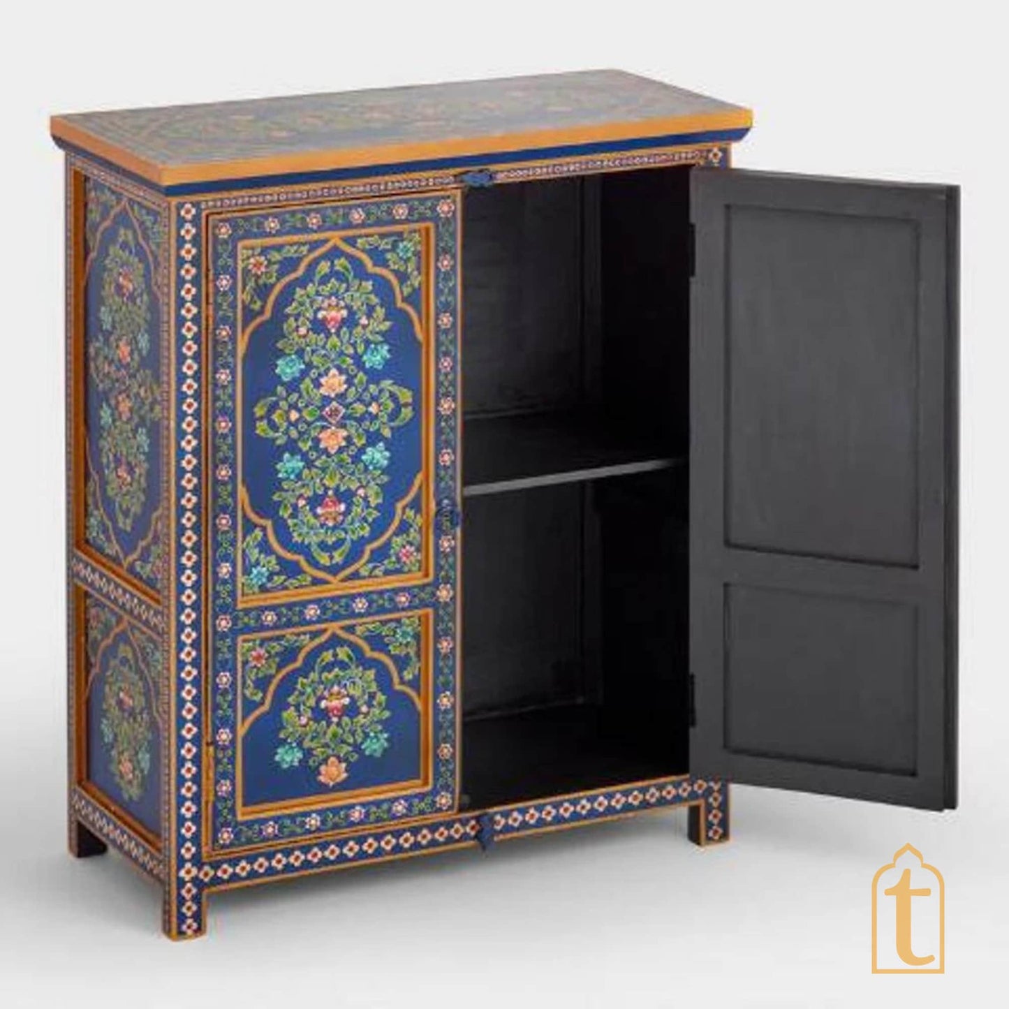 Hand-painted Wooden Blue Color Home Decor Sideboard | Cabinet/Cupboard, Indian Decor Cabinet, Side Table, Handmade, Furniture,Made In India
