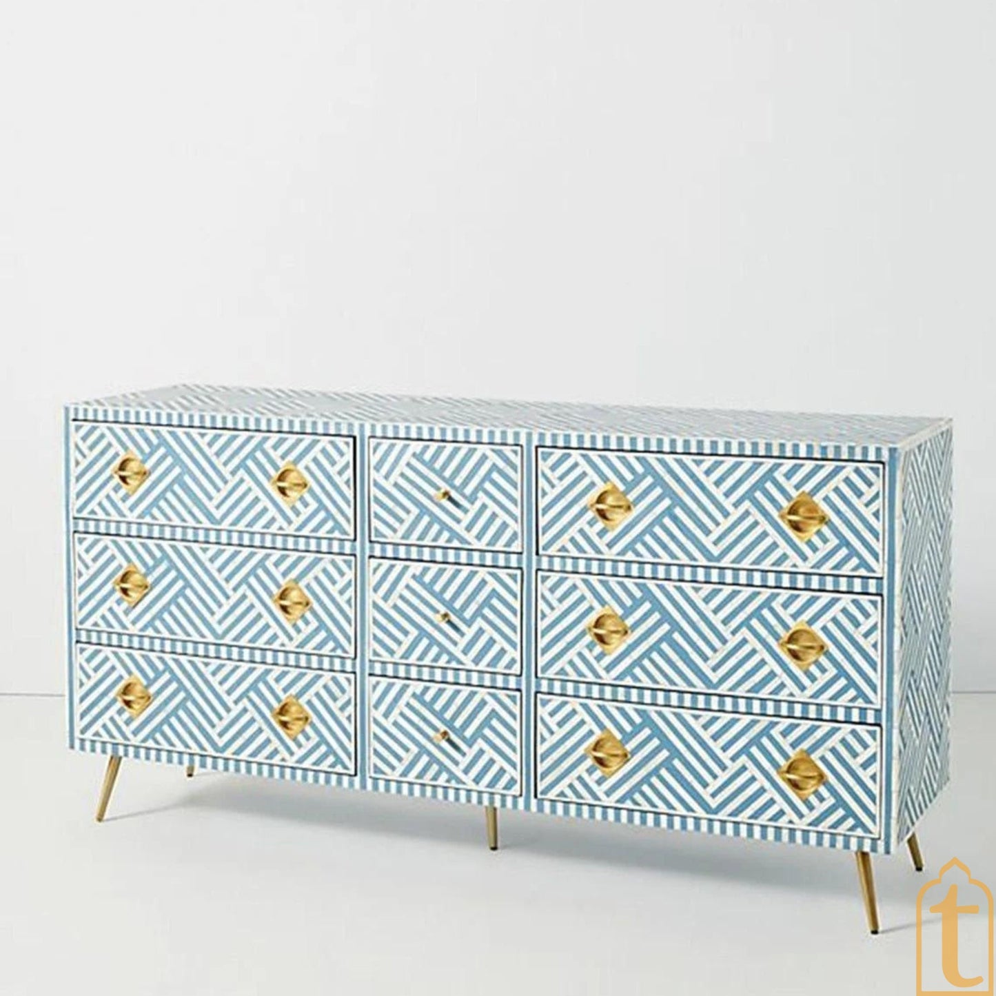 Bone inlay Buffet/Large Dresser Bone inlay 9 Drawer Dresser/Bone Inlay Sideboard/Bone Inlay Moroccan Chest of 9 Drawer/Bone Inlay Furniture,