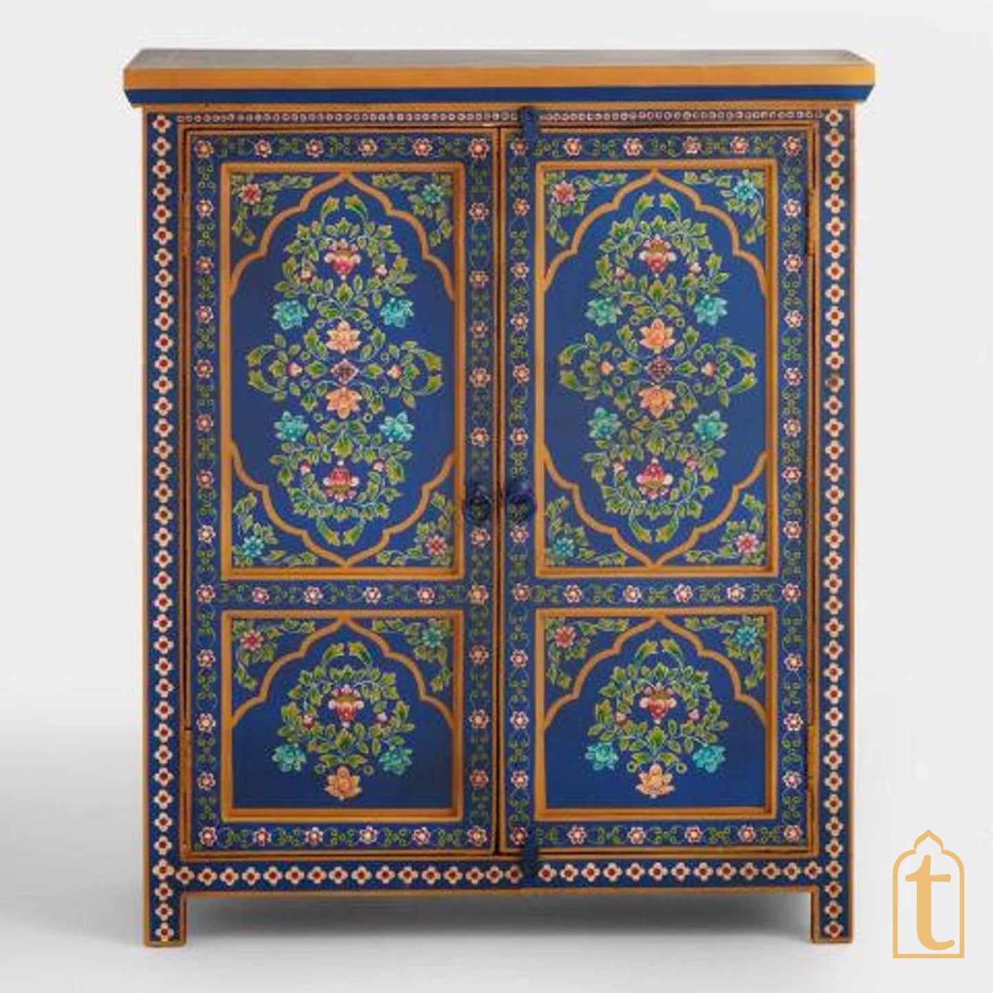 Hand-painted Wooden Blue Color Home Decor Sideboard | Cabinet/Cupboard, Indian Decor Cabinet, Side Table, Handmade, Furniture,Made In India