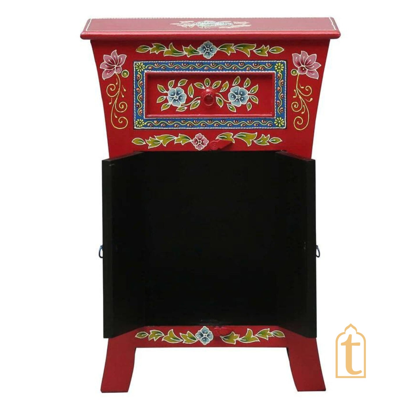 Indian Hand painted Wooden Chest Drawers | Side Table /Chest of Drawers for Living Room | Traditional Side hand-painted Table with Drawers
