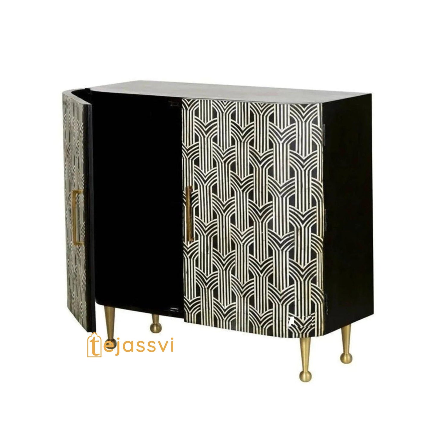 Handmade Bone Inlay 2 Doors Vintage Cabinet | Custom Storage Table Furniture ,Storage Unit ,Media Console, Media Cabinet, wooden side boards