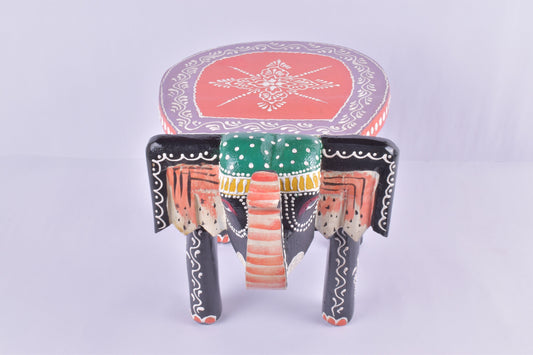 Wood Elephant Stool Indian Hand Carving Wooden Elephant Coffee table Hand Made Embossed Painted Fine Work Home Decor Collectible Indian Art