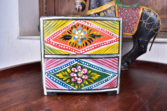 Mini chest of Drawers, Hand paint wooden Box, Small jewelry box, Trinket Drawers, Jewelry Box for girl, Desktop Organizer, Floral furniture