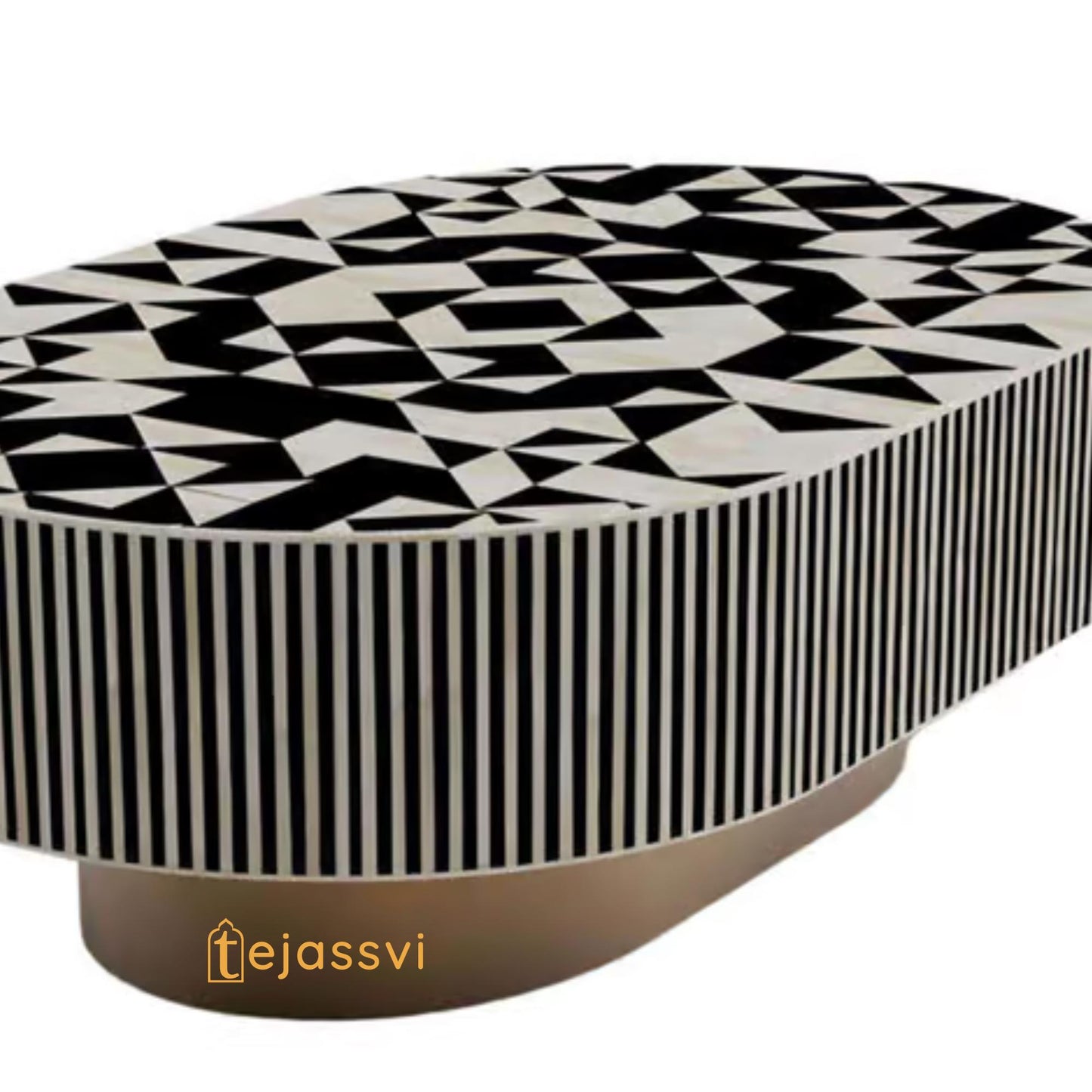 OvalShape Wooden Coffee Table/Mother of Pearl/Bone Inlay Centre Table/MOP Inlay Furniture Cocktail Table/Modern Luxury Furniture/CoffeeTable