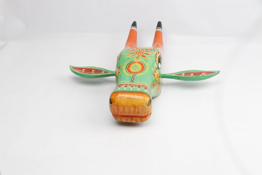 Wooden Painted Cow Head 15 inches | Bull | Nandi Head Mask Wall Décor. Ethnic Indian Rajasthani Art Wooden Wall Hanging.