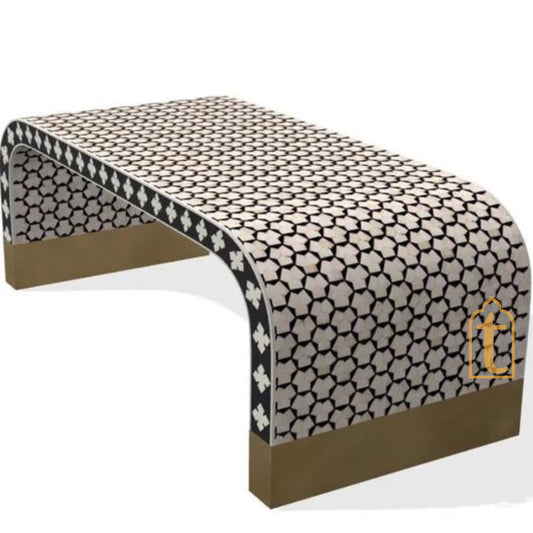 Bone Inlay Waterfall Moroccan Design Console, Bone Inlay Furniture- Bone Inlay Waterfall Coffee Table, Bone Inlay Center Table Laptop table.