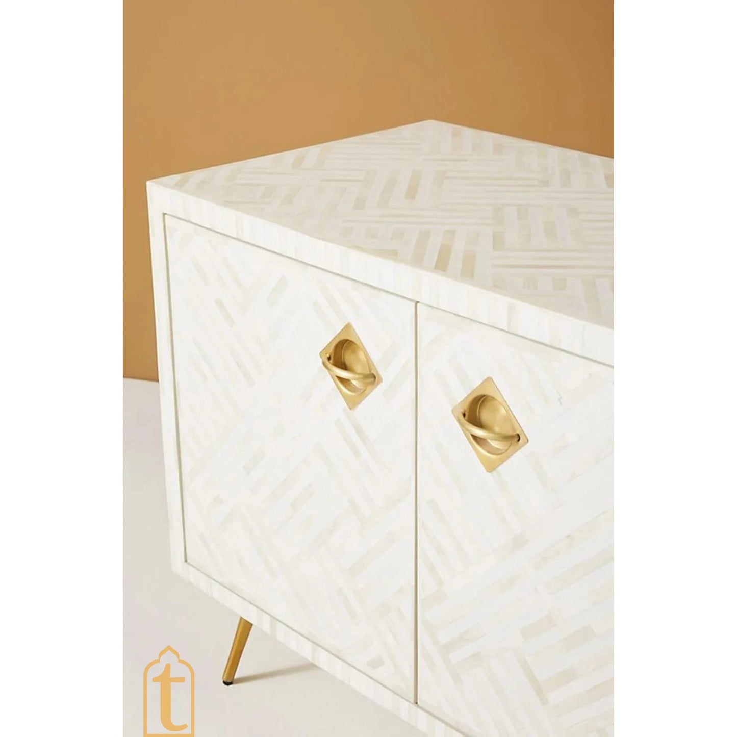 Bone Inlay Optical Design Media Cabinet White/Bone Inlay Optical Design Media Console/Bone Inlay Storage Unit/wooden furniture/bone console.