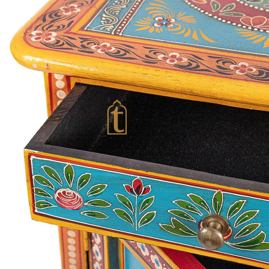 Wooden Indian Beautiful Drawer Side Table/Indian Chest Table/Hand Painted Furniture/ Cabinet/Bedside/Side Decor.