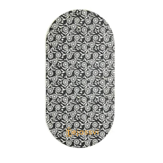 Wooden Coffee Table/Handmade Bone Inlay Oval Shape Coffee Table/Center Table/Black Floral Design Centre Table, Bone Inlay Cocktail Table..