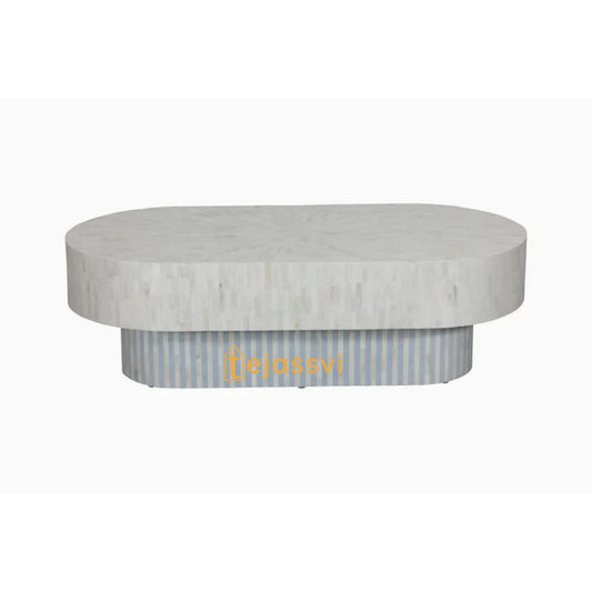 Wooden Coffee Table/Handmade Bone Inlay Oval Shape Coffee Table/Center Table/Black Floral Design Centre Table, Bone Inlay Cocktail Table..