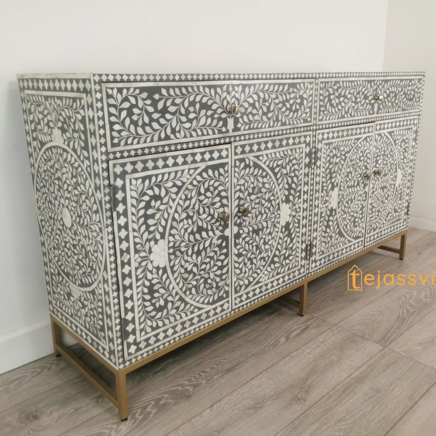 Bone Inlay Sideboard/Bone Inlay Buffet Table, Cabinet Table,Storage Unit,Bone Moroccan Inlay 2 Drawers, Chest of Drawers,Bone Inlay Dresser,