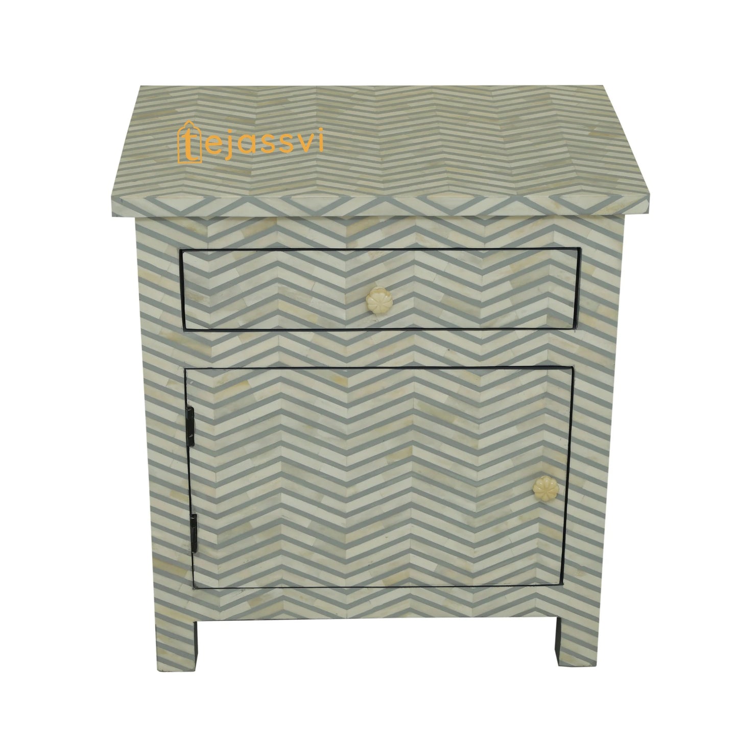 Handmade Bone Inlay Inlay Wooden Floral Sideboard, Bone Inlay Bedside table,Geometric Bedside 1 drawer 1 door sage,Storage Cabinet , Console