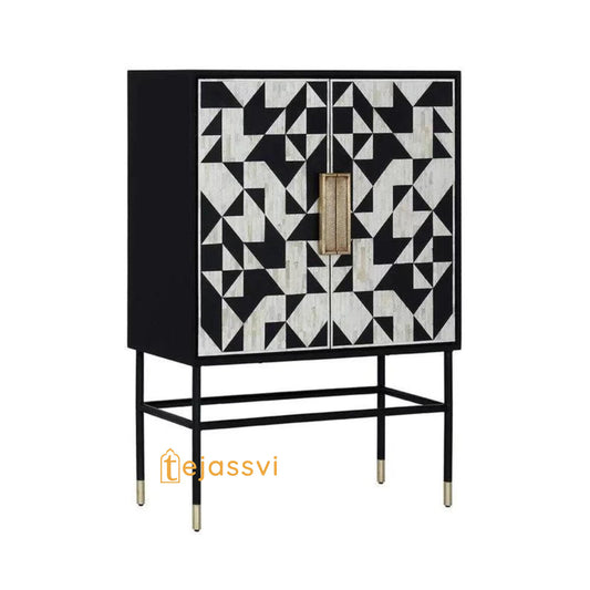 Handmade Bone Inlay luxury Bar cabinet | Storage Unit and Table | Beer Storage Furniture