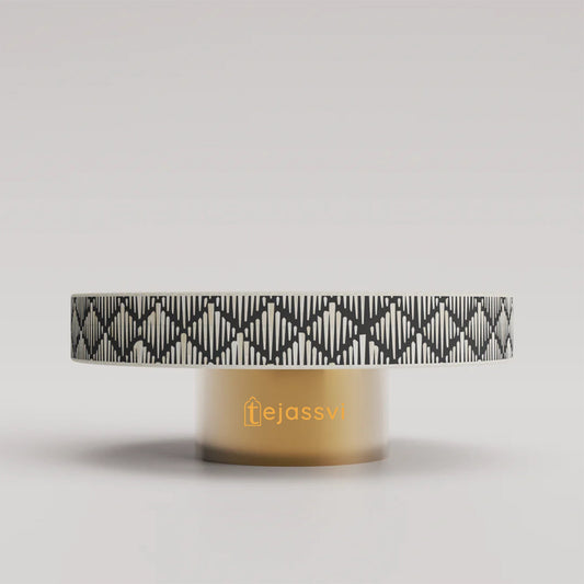 BONE Inlay Round Coffee Table/Centre Table, Bone Inlay Stripe Round Coffee Table Handmade Bone Inlay Modern Pattern Furniture Cocktail Table