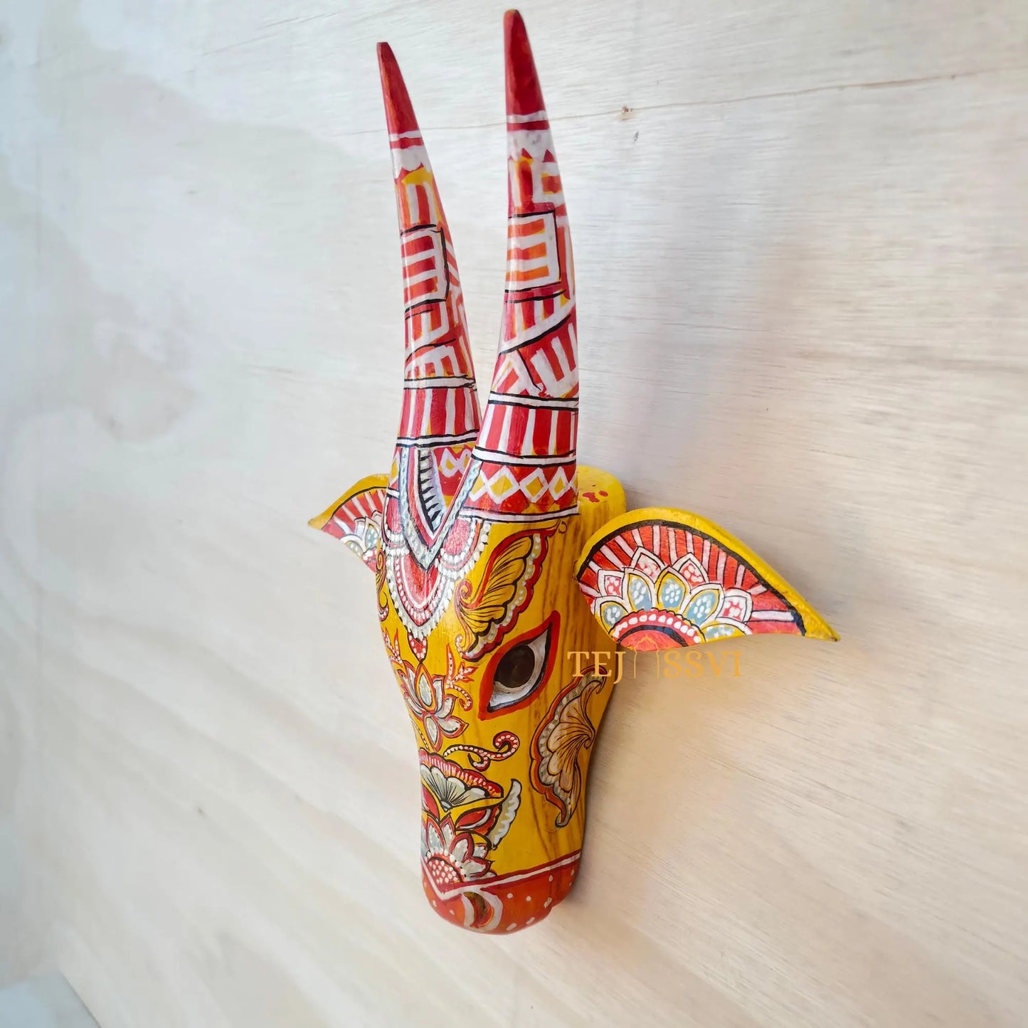 Wooden Cow Head | Bull | Nandi Head Mask Wall Décor. Wooden Wall Hanging. Ethnic Indian Art Best Minimalist Gift Idea for Christmas/Diwali