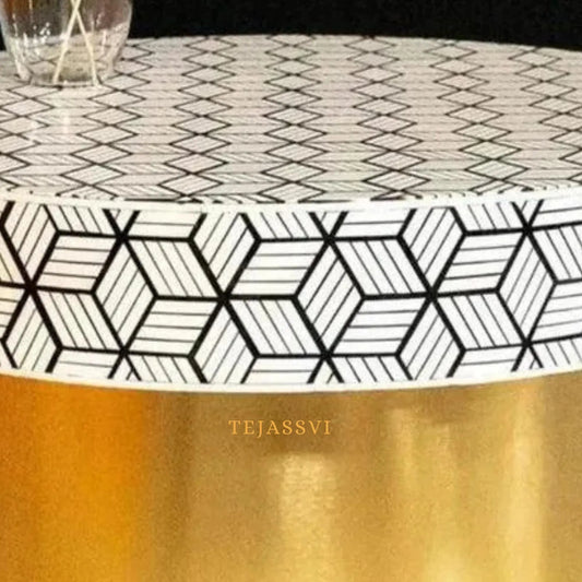 BONE Inlay Round Coffee Table / Centre Table, Bone Inlay  Floral design Round Coffee Table Handmade Bone Inlay Modern Pattern Furniture